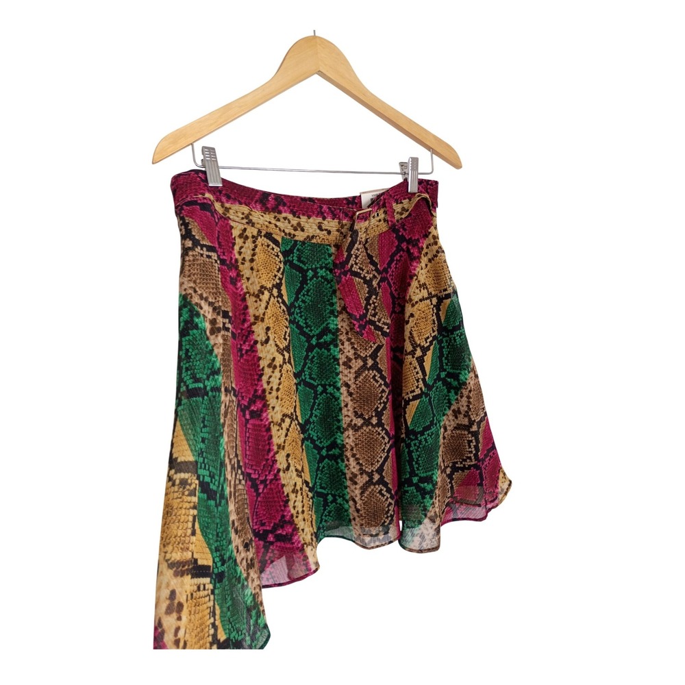 INC NWT Rainbow Python Snakeskin Mini Skirt Belted High Waist Size 12 W30-32